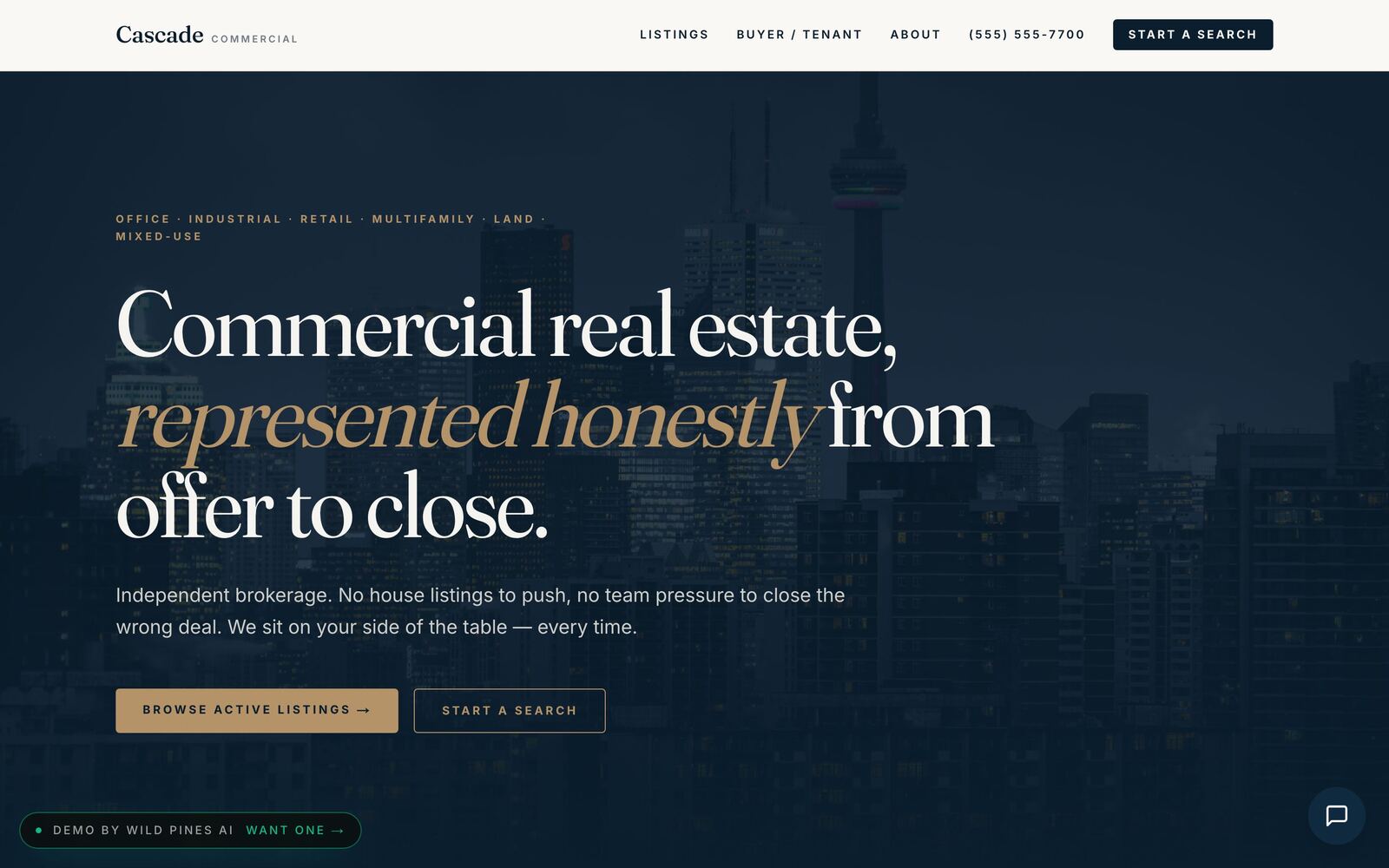 Cascade Commercial demo screenshot