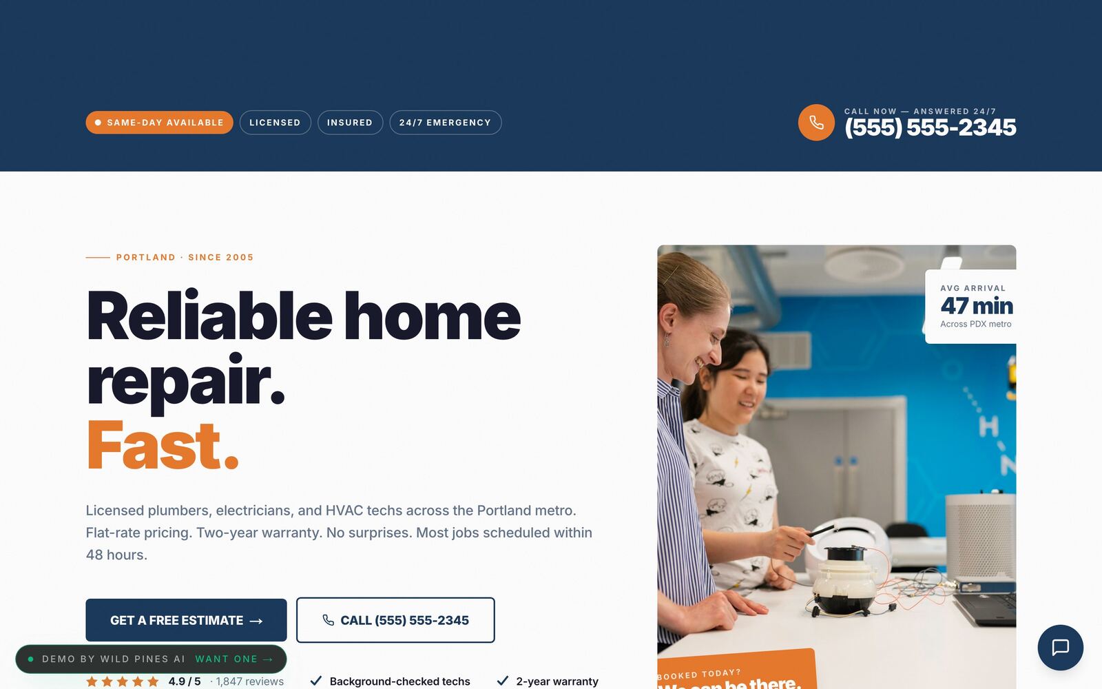 Crestwood Home Services demo screenshot