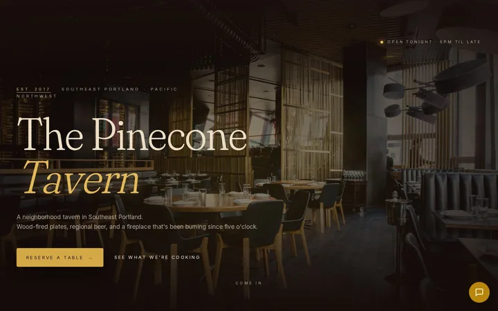 The Pinecone Tavern website preview